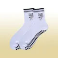 Chaussettes antidérapantes pour femmes pilates yoga fitness coton respirant chaussettes de sport - Taille unique / Bord-côte plat noir