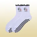 Chaussettes de pilates antidérapantes avec motifs de cœurs et broderie élégante pour le sport. - Taille unique / Blanc Volant Noir Cœur