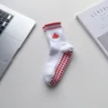 Non-slip yoga socks for women mid-tube pilates fitness floor socks with cute watermelon and heart grips. - One Size / Fruit - Watermelon