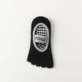 Women five toe yoga socks black cotton non slip pilates fitness exercise floor socks variant - Black