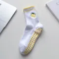 Non-slip yoga socks for women with cute lemon embroidery and anti-skid grip sole. - Fruit - Lemon