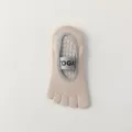 Breathable women five toe yoga socks with anti slip grip dots and elastic arch strap. - Khaki