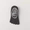 Dark grey five toe yoga socks with grip dots anti slip cotton pilates fitness socks for women - Dark Gray