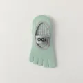 Light green five-toe yoga socks for women, anti-slip breathable cotton fitness pilates socks. - Green