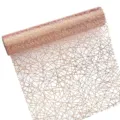 Rotolo di tulle in rete geometrica metallizzata dorata per decorazione tavola festa - Rosa