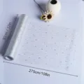 Runner da tavolo in tulle glitterato con stelle, rotolo trasparente da 30x275cm per feste. - Argento - Stampa a caldo piccole stelle - 1 rotolo