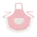 Simpatico grembiule da cucina rosa a pois con elegante orlo a volant bianco e tasca - 60*66cm / Grembiule rosa a pois