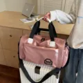 Large capacity pink waterproof duffel bag with trolley sleeve for fitness and travel - Pink
