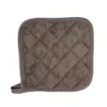 Grauer gesteppter Topflappen für die Küche mit Aufhängeschlaufe Hitzebeständig Backen Kochen - 1 Stück (18x18cm) / Braun