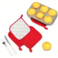 Rote Küchen Topflappen Set mit hitzebeständigem silberbeschichtetem Tuch zum Backen. - 1 Stück / Rot