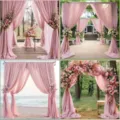 8M Rosa Chiffon Sfondo per Matrimonio Arco Drappeggio Tessuto Tenda Spiaggia Giardino - Rosa intenso