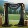 Tessuto in chiffon nero per tenda arco matrimonio decorazione sfondo per cerimonia party - nero classico