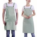 Adjustable polyester work apron with multi pockets, comfortable cross back design. - Light Gray