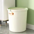 Poubelle en plastique épaissie avec anneau de pression, seau de stockage de 16L pour la maison. - 16L / Crème