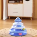 Giocattolo per gatti a più livelli con palline colorate e simpatico polpo superiore - Blu