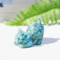 Turquoise crushed stone resin cat figurine desktop ornament home office decor cute animal statue - Turquoise