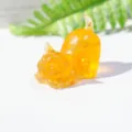 Orange Resin Crystal Cat Figurine Cute Kitty Desktop Ornament Home Office Decor Gift - Citrine