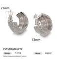 Orecchini a cerchio testurizzati a C da donna, gioielli in metallo di rame color argento - Geometrico Argento a Forma di C (2505BK40762YZ)