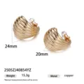 Boucles d'oreilles créoles dorées épaisses 24mm 20mm en cuivre texturé forme en C femme. - Ligne Texturée Dorée (2505ZJ40854YZ)