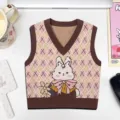 Tappetino mouse motivo lavorazione a maglia coniglio simpatico scrivania ufficio casa - Coniglio Quadri Marrone Rosa