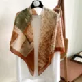 Vintage printed square scarf for women, stylish versatile sun protection shawl for summer use. - Style 3