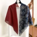 Women retro elegant printed square scarf, versatile summer thin sunscreen shawl with floral style. - 6