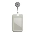 Retractable badge reel with vertical ID card holder, clear window, and clip for office. - Gray