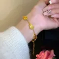 Elegant gold clover bracelet with delicate chain design for women stylish daily wear jewelry - Gold Four-Leaf Clover Chain Style (MY30945)