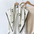 Elegante retro zwart-witte stippen driehoekige sjaal voor dames halsdoek mode chic - RY-02