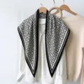 Retro black and white floral print triangle scarf versatile neckerchief hair band for women - RY-08