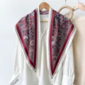 Retro paisley triangular silk scarf for women, elegant neckerchief and head wrap accessory. - RY-34