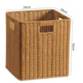 Panier de rangement effet rotin avec poignées, boîte organisateur salle de bains 29x30x33cm. - 3 Poignées / 29x30x33cm / Café Clair