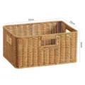Plastic rattan opbergmand met handvatten rechthoekige badkamer organizer opbergmand - 33x23x16cm