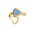 Blue enamel open geometric ring in 18k gold plated stainless steel, trendy women jewelry. - Irregular Geometric Style (JZ6576G)