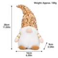 Dimensions of Christmas gnome doll with sequins hat and long white beard - Gold