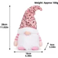 Pink Christmas gnome Rudolf plush with sequined hat and dimension measurement lines - Pink