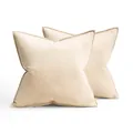 Set of two luxury cream velvet cushion covers with elegant flanged edges for sofa - Beige