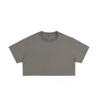 Plain loose dark grey cotton cropped T-shirt with short sleeves and round neckline - M / Tops / Medium Grey