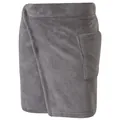 Men's premium grey plush wearable bath towel wrap featuring a functional side pocket - M / Robe / Gray