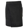 Black men's wearable bath towel wrap with pocket and adjustable velcro closure - M / Robe / Black