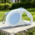Laisse pour chien automatique rétractable professionnelle en bleu clair et blanc - Style Forme Coquillage / 3m / Bleu