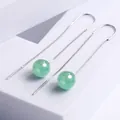 Eleganti orecchini a monachella in argento S925 con perle di giada avventurina verde. - Stile a Forma di U / Argento 925 / 8mm
