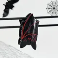 Halloween dark style black bat hair claw clip with red wing details and glitter finish - Bat-Red Line