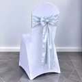 Elegant light blue satin chair sash bow ribbon for wedding and banquet chair covers - Silver Gray