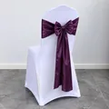 Elegant purple satin chair sash with large bow for wedding banquet chair decoration - Grape Seed