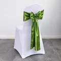 Elegant fruit green satin chair sash bow for wedding and hotel banquet decoration - Military Green No. 142