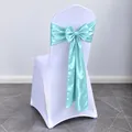 Elegant light blue satin chair sash bow for wedding banquet and party decorations - Daphne Blue
