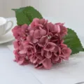 Kunstmatige roze hortensia bloemboeket enkele tak voor thuis en bruiloft decoratie nep bloemen - Twee-bladige hortensia - Oudroze