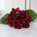 Kunstmatige donkerrode hortensiaboeket enkele tak zijden bloemen huis bruiloft decoratie - Twee-bladige hortensia - Rood