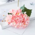 Kunstmatig roze hortensia bloem enkele stengel neppe bloemboeket voor bruiloft thuis - Twee-bladige hortensia - Lichtroze